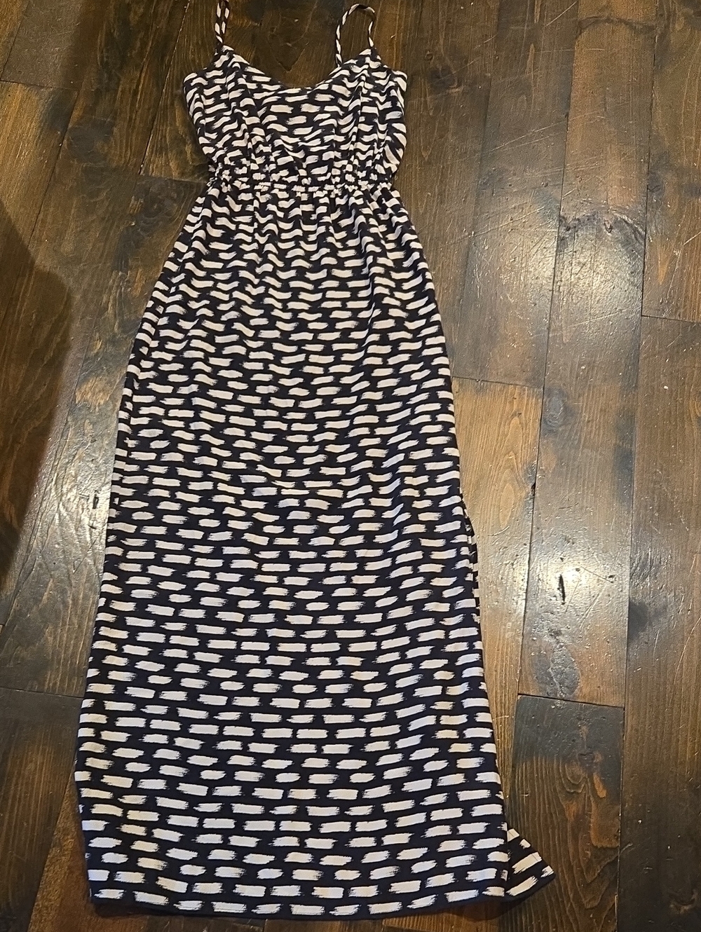 Barneys New York 100% Silk Maxi NWOT Black White Brushstroke Geometric SZ XS